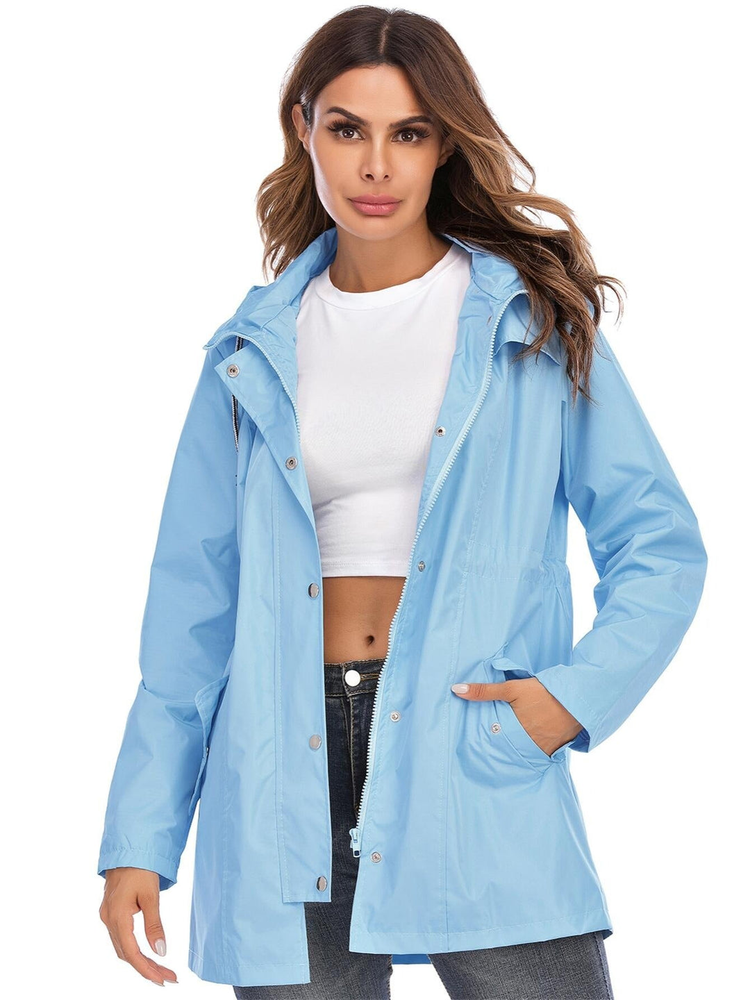 Mune | Mid-length raincoat with hood & zipper for city & rain