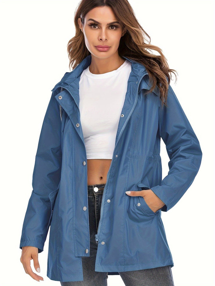 Mune | Mid-length raincoat with hood & zipper for city & rain