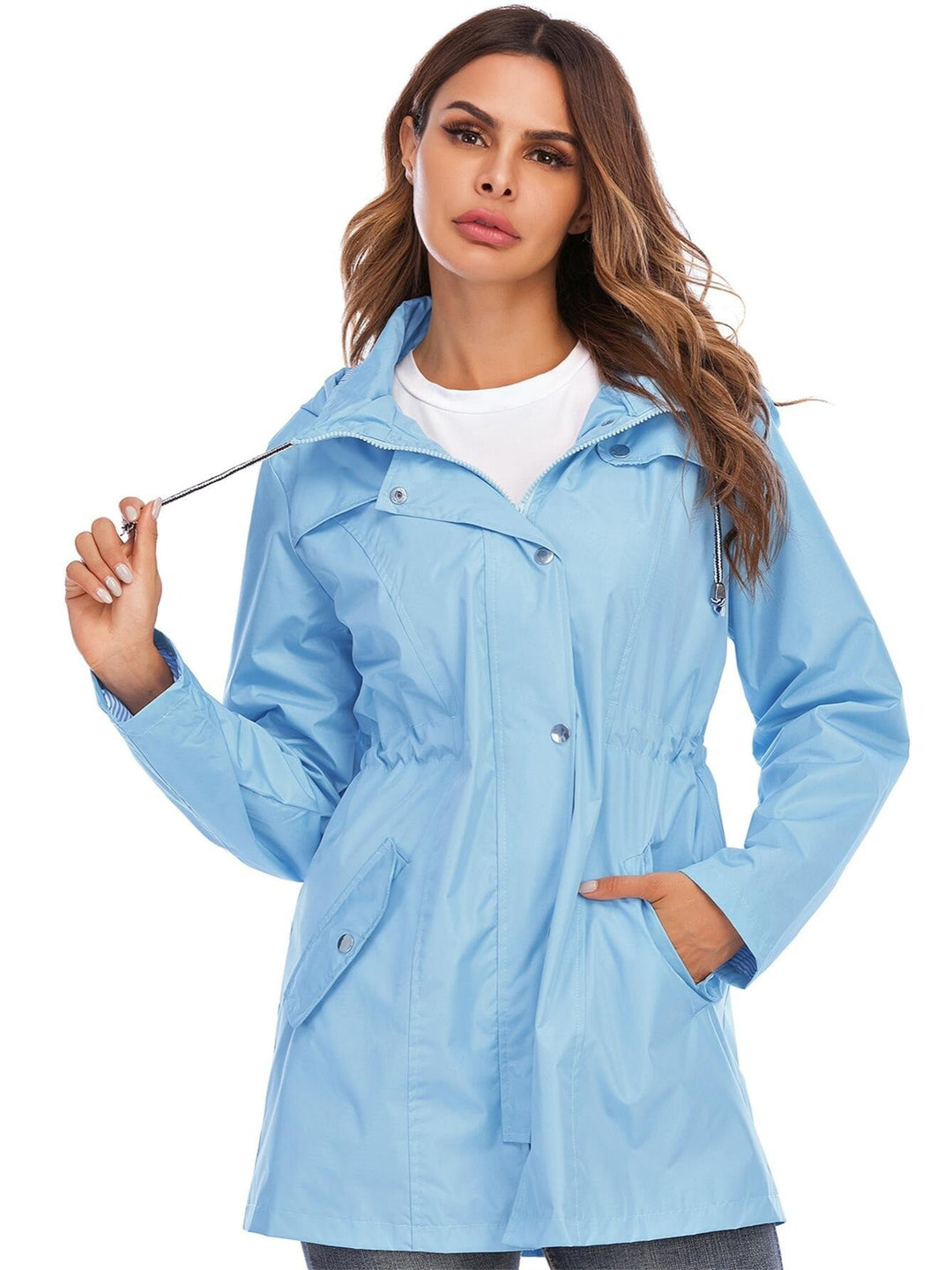 Mune | Mid-length raincoat with hood & zipper for city & rain