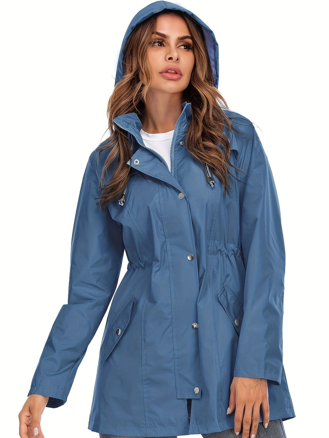 Mune | Mid-length raincoat with hood & zipper for city & rain