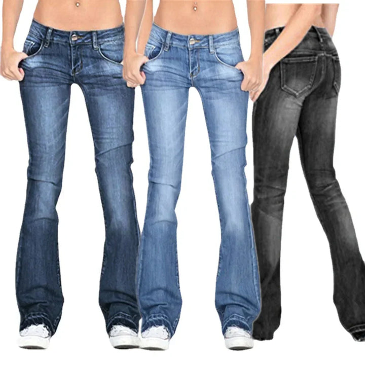 Mune | Women's Low Rise Flared Jeans: Light Vintage Skinny Bell Bottom Jeans