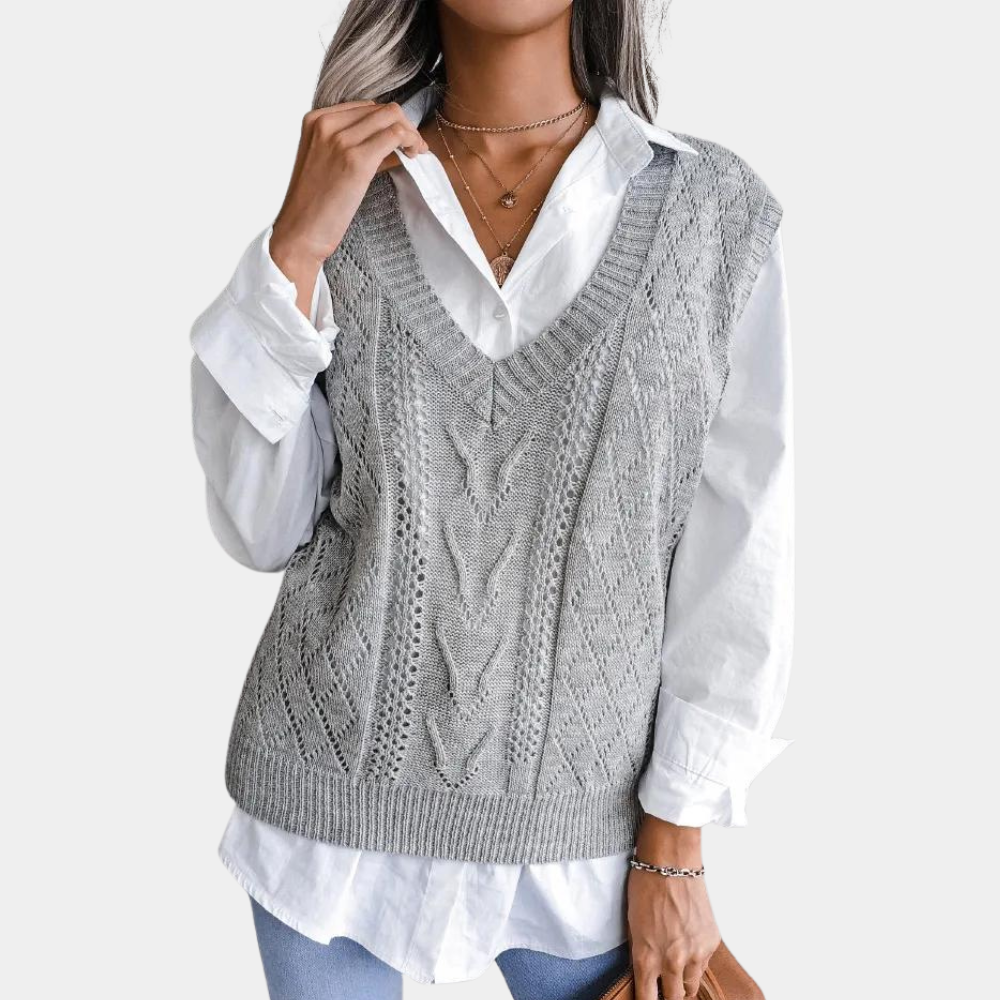 Mune | Women's cardigan with V-neck and cable pattern