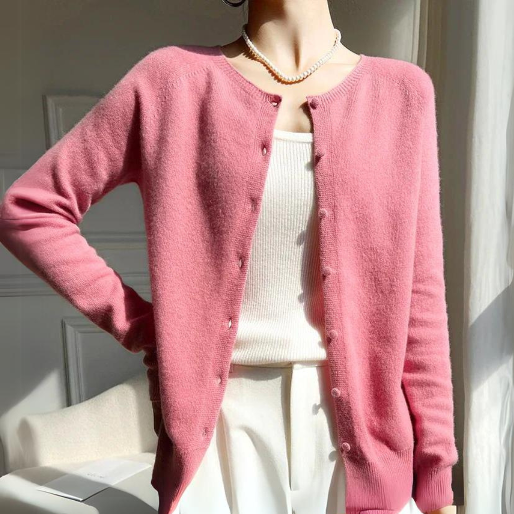 Mune | Women's Pastel Cardigan with Round Neck and Long Sleeves
