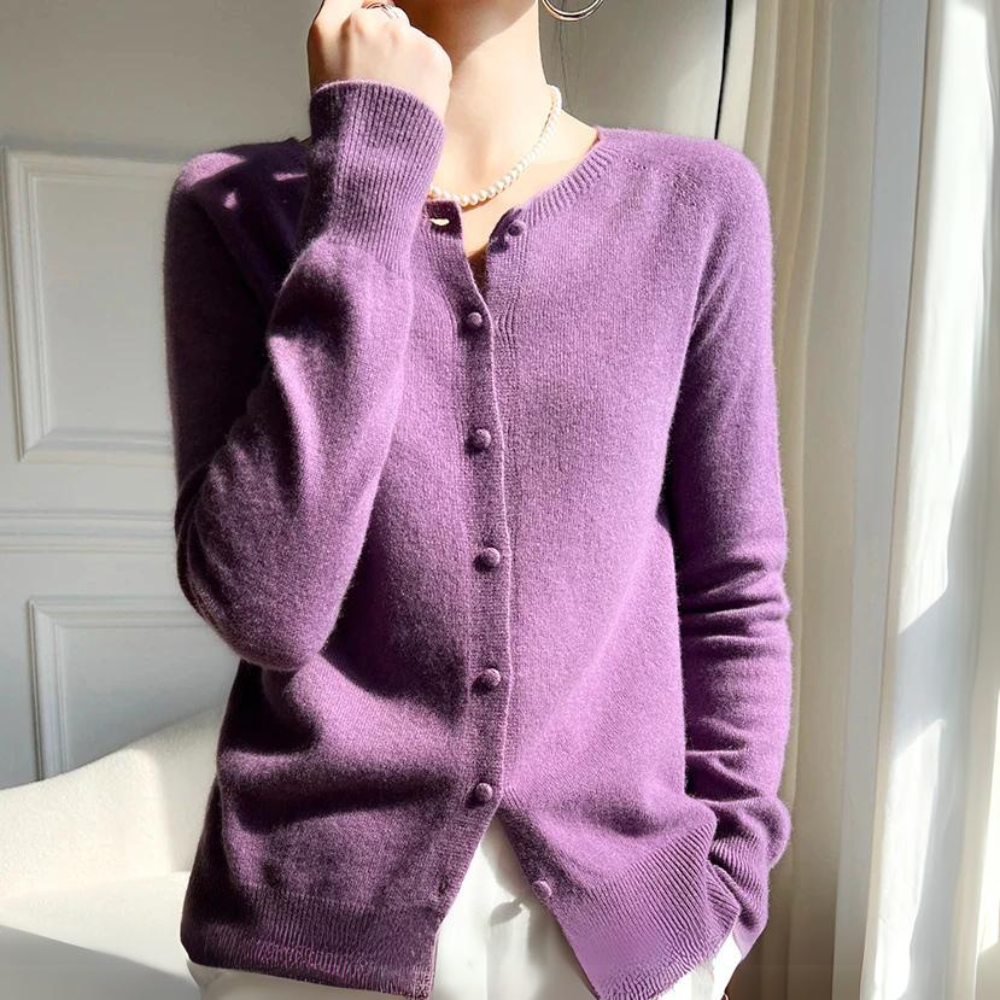 Mune | Women's Pastel Cardigan with Round Neck and Long Sleeves