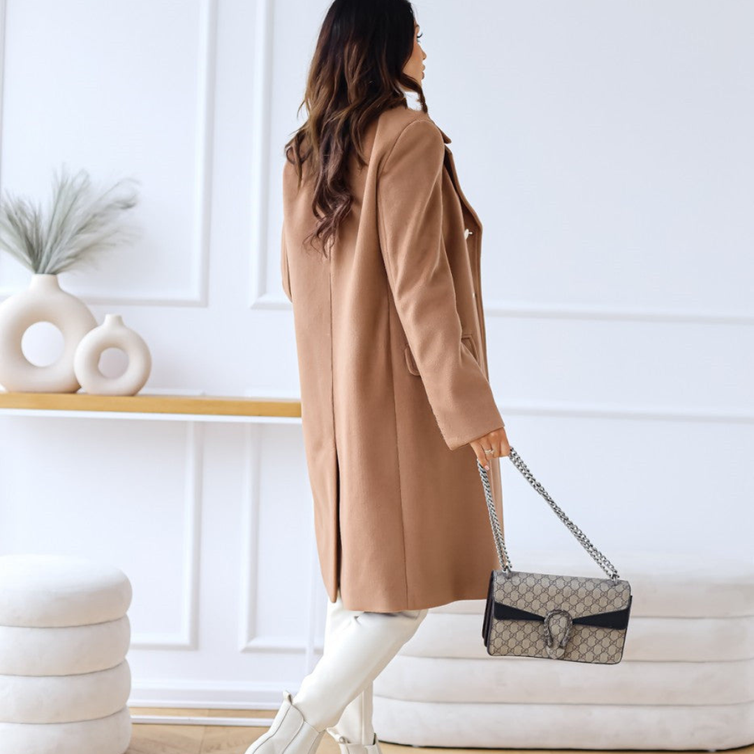 Mune | Women's Long Jacket with Double Button Placket and Classic Collar