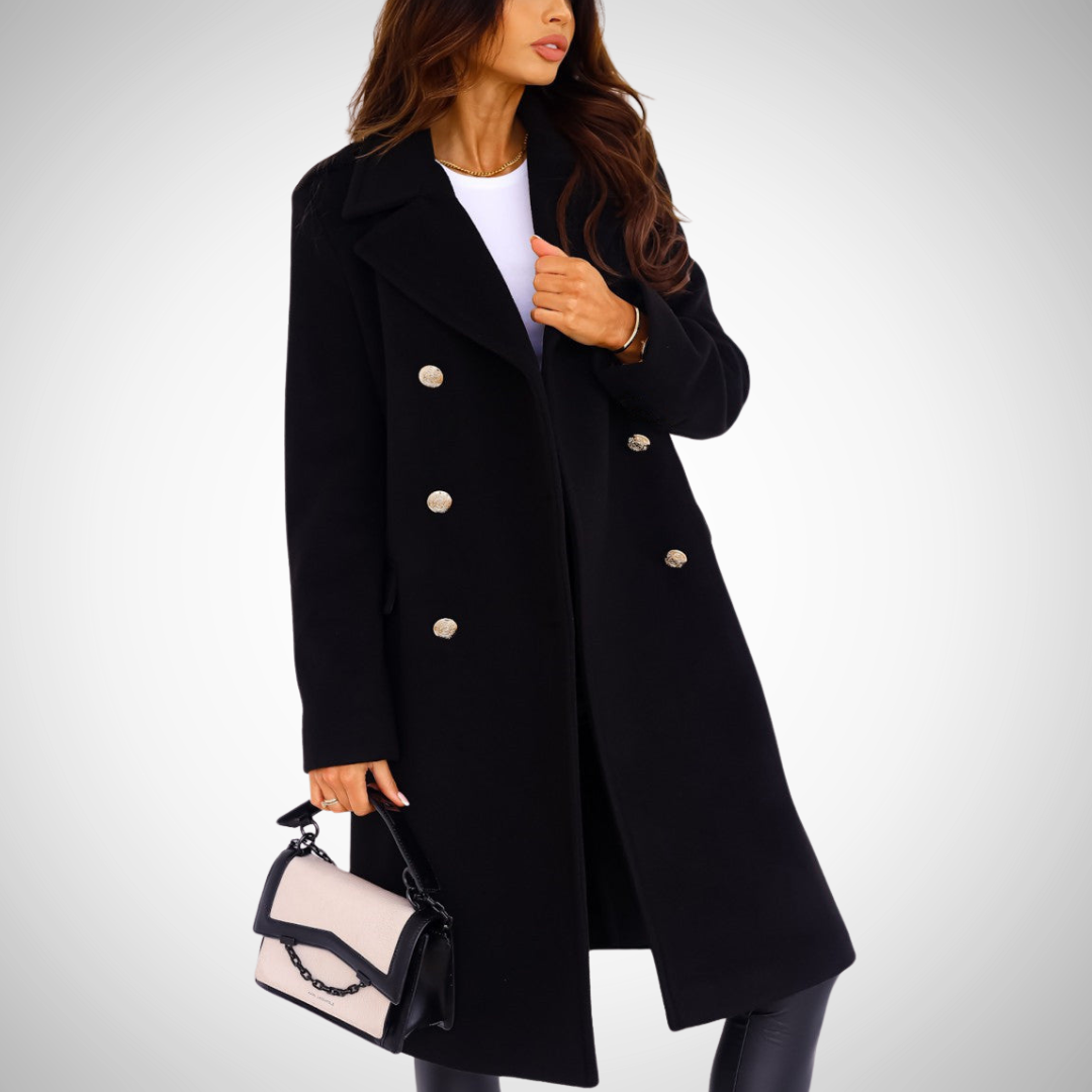 Mune | Women's Long Jacket with Double Button Placket and Classic Collar