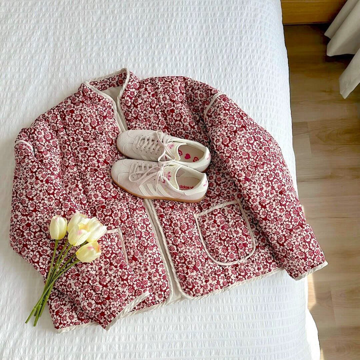 Mune | Women's Floral Quilted Jacket with Pockets and Long Sleeves