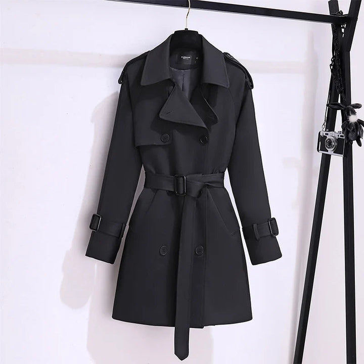 Mune | Women's Long Trench Coat with Belt and Double Buttons