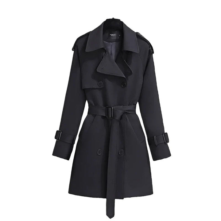 Mune | Women's Long Trench Coat with Belt and Double Buttons
