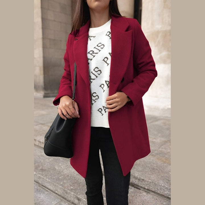 Mune | Women's Stylish Long Winter Jacket with Button Closure and Notched Collar