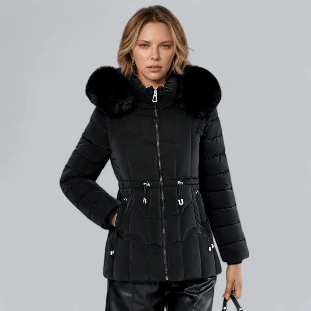 Mune | Tailored Fit Quilted Parka Coat with Faux Fur Hood