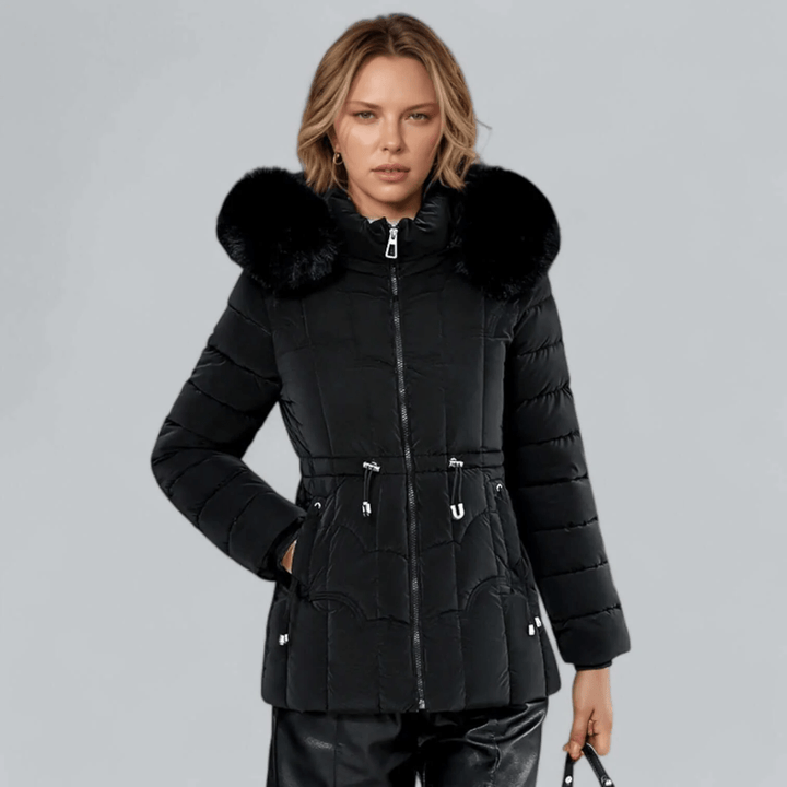 Mune | Tailored Fit Quilted Parka Coat with Faux Fur Hood