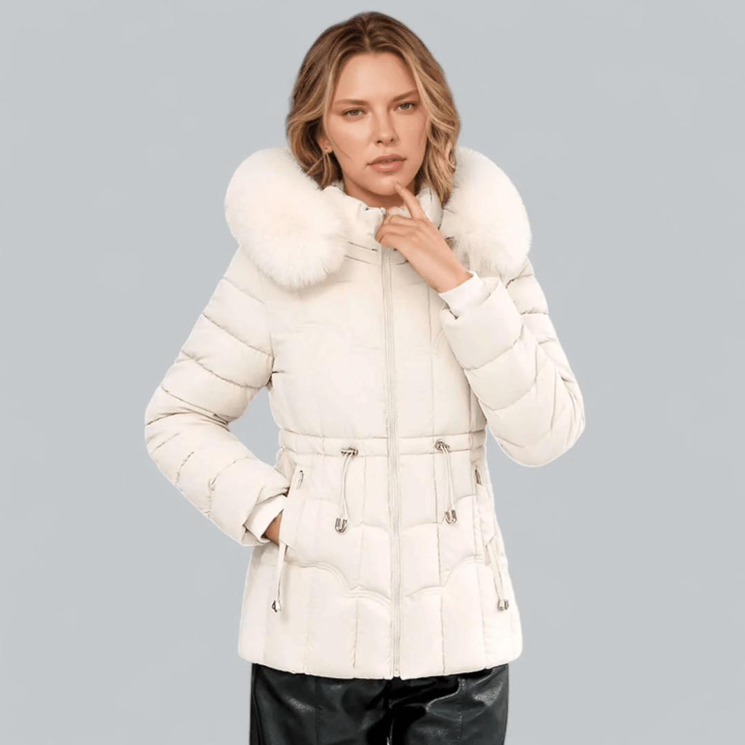 Mune | Tailored Fit Quilted Parka Coat with Faux Fur Hood