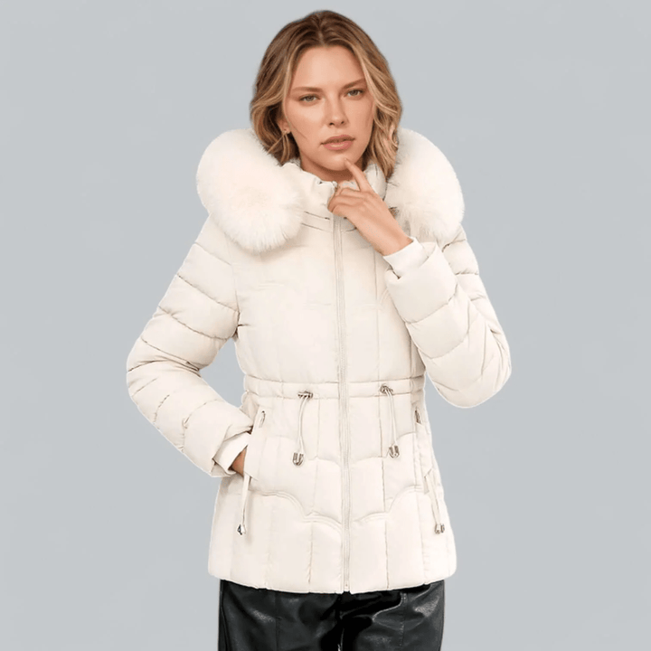 Mune | Tailored Fit Quilted Parka Coat with Faux Fur Hood