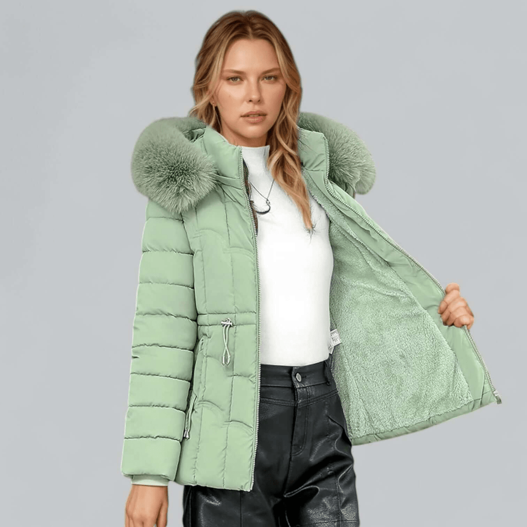 Mune | Tailored Fit Quilted Parka Coat with Faux Fur Hood
