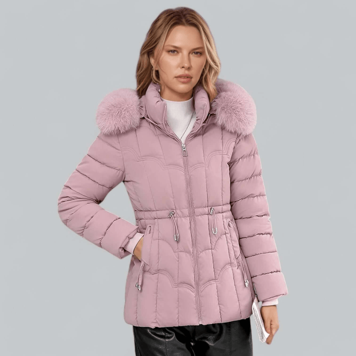 Mune | Tailored Fit Quilted Parka Coat with Faux Fur Hood