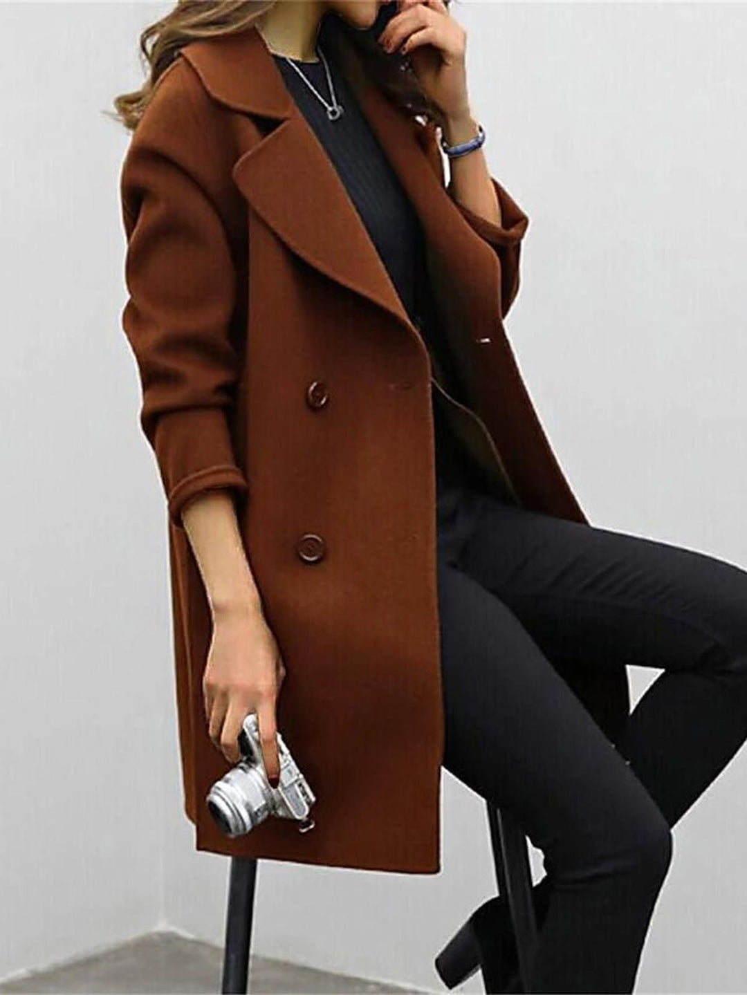 Mune | Tailored Wool Coat For Women with High Collar For Autumn and Winter