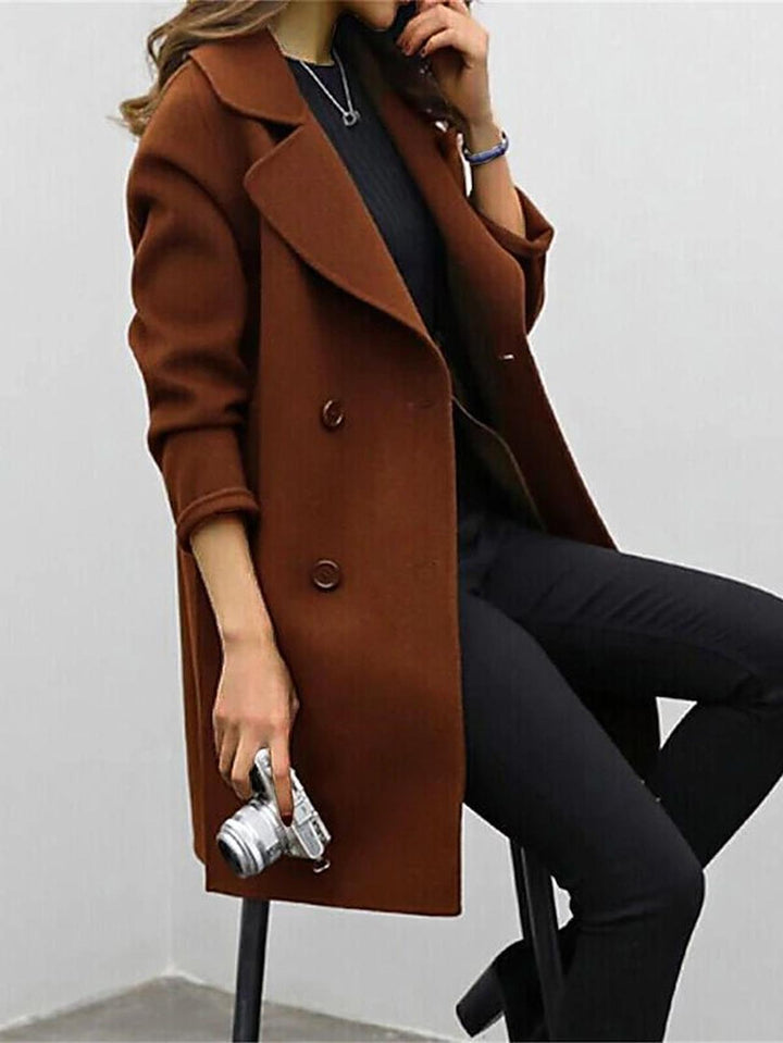 Mune | Tailored Wool Coat For Women with High Collar For Autumn and Winter