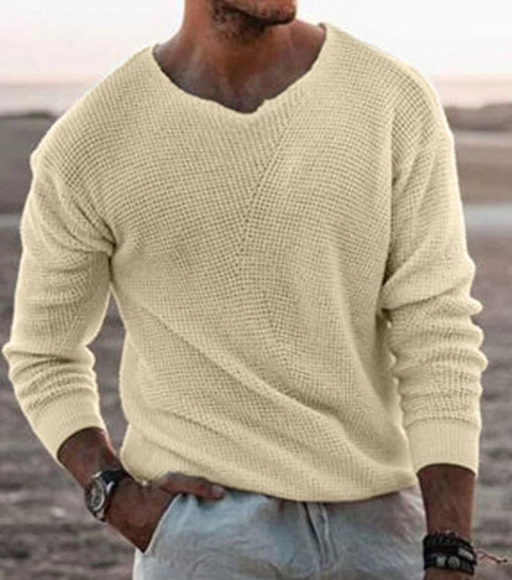 Mune | White V-Neck Sweater Lightweight & Breathable