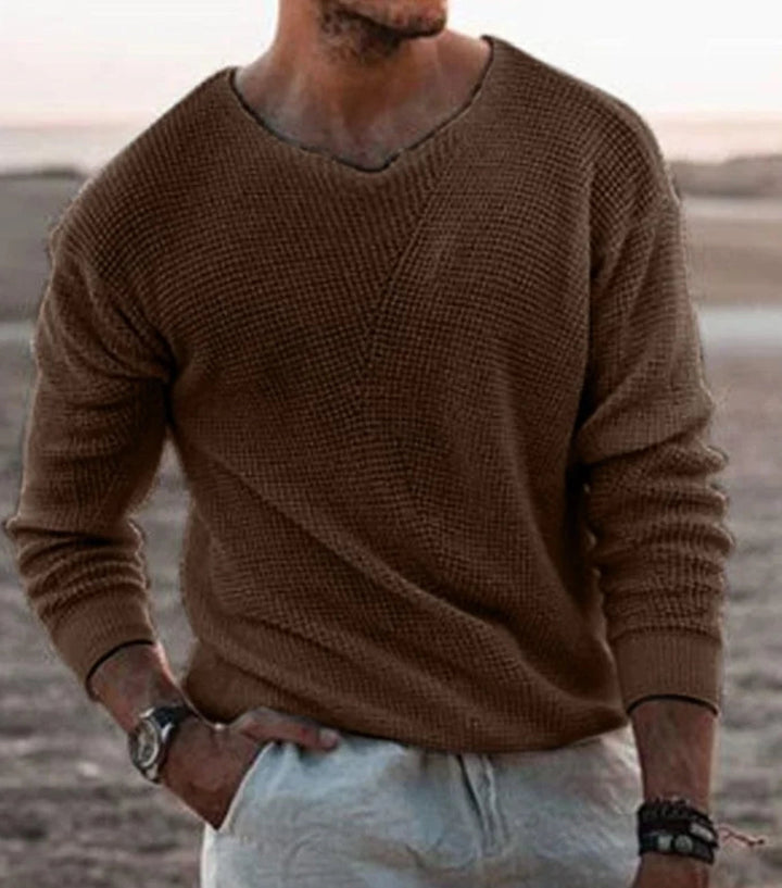 Mune | White V-Neck Sweater Lightweight & Breathable
