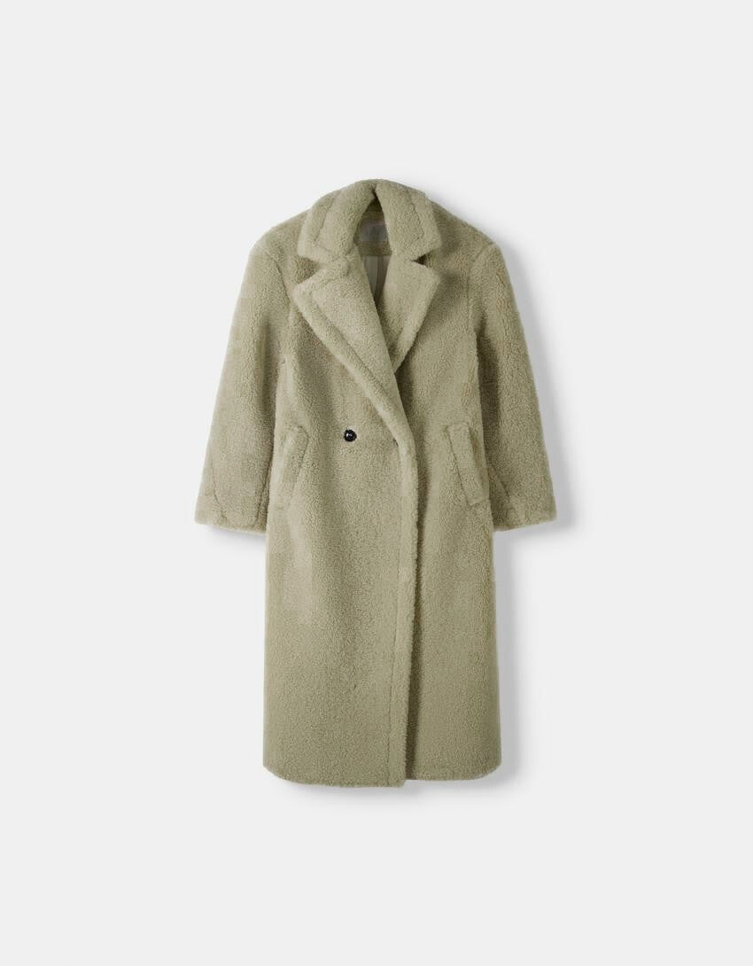 Mune | Women's teddy jacket with lapel collar in long model