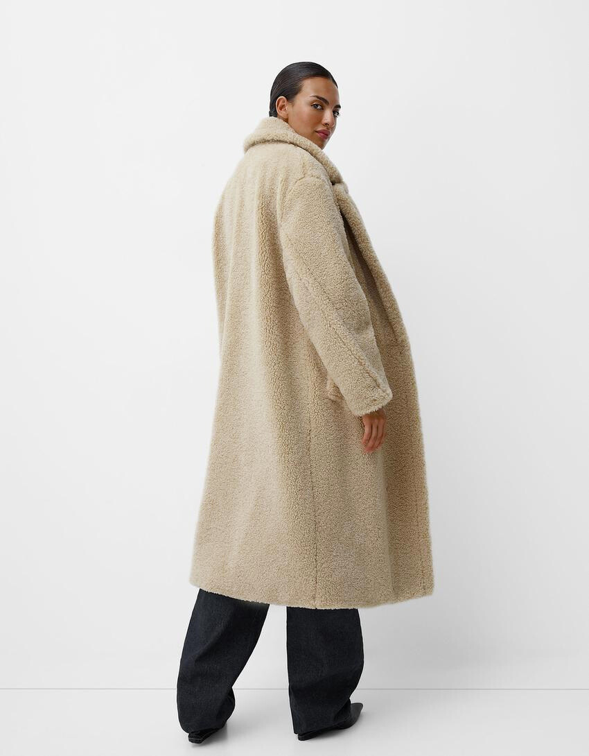 Mune | Women's teddy jacket with lapel collar in long model