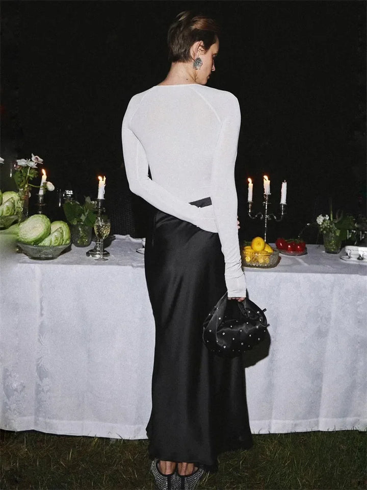 Elegant Maxi Skirt made of Satin