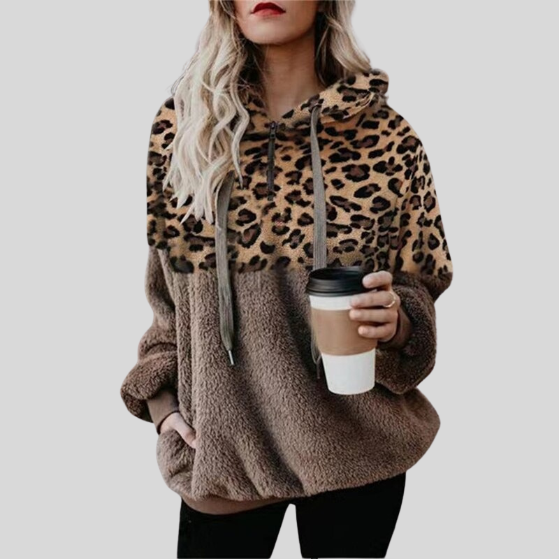 Mune | Hoodie Oversized Fit Plush & Leopard Print Soft & Comfortable
