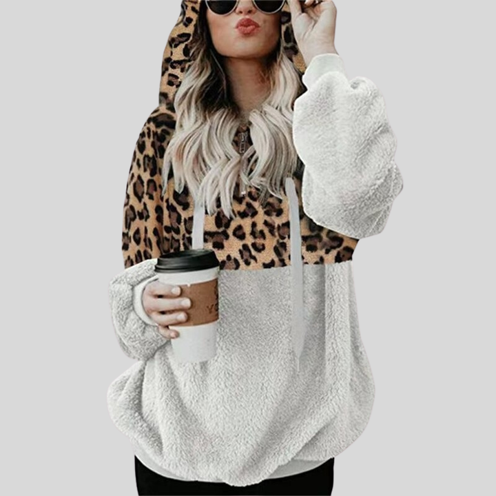 Mune | Hoodie Oversized Fit Plush & Leopard Print Soft & Comfortable
