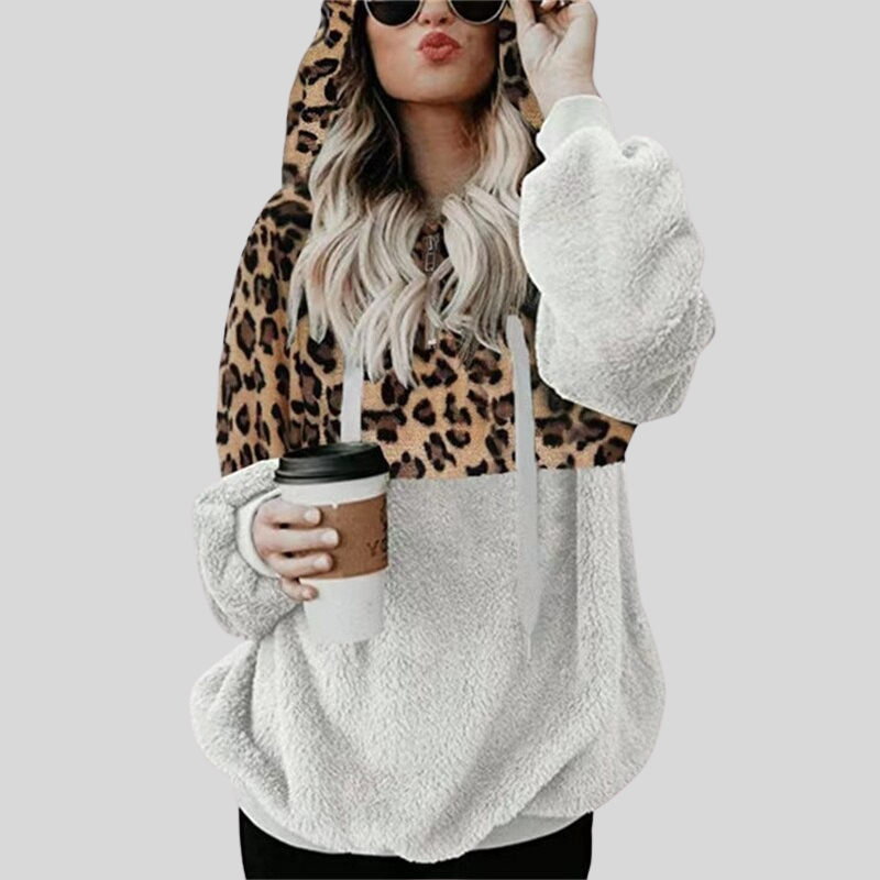 Mune | Hoodie Oversized Fit Plush & Leopard Print Soft & Comfortable