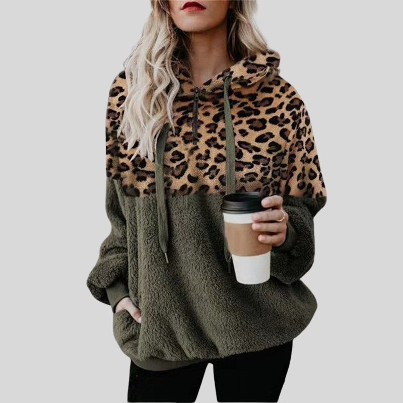 Mune | Hoodie Oversized Fit Plush & Leopard Print Soft & Comfortable