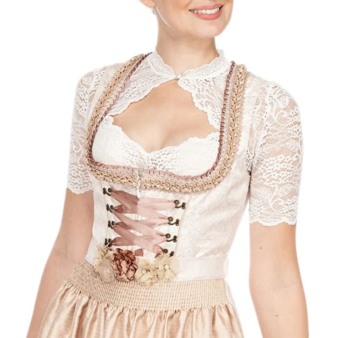 Mune Fashion | Dirndl blouse with lace pattern and seductive neckline for Oktoberfest