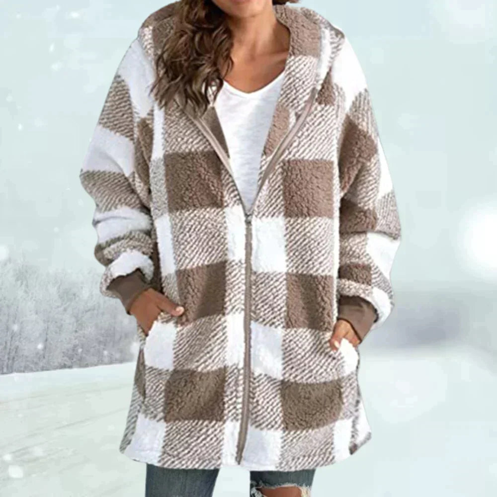 Mune | Winter coat with checkered pattern