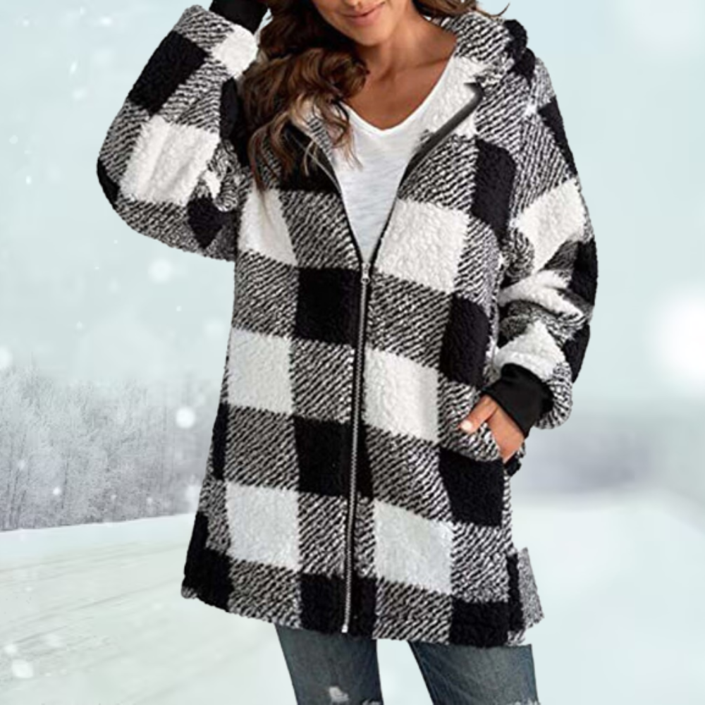 Mune | Cozy checked winter jacket with hood