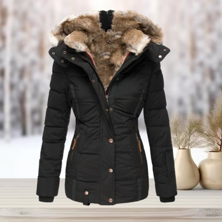 Mune | Elegant winter leather jacket with hood
