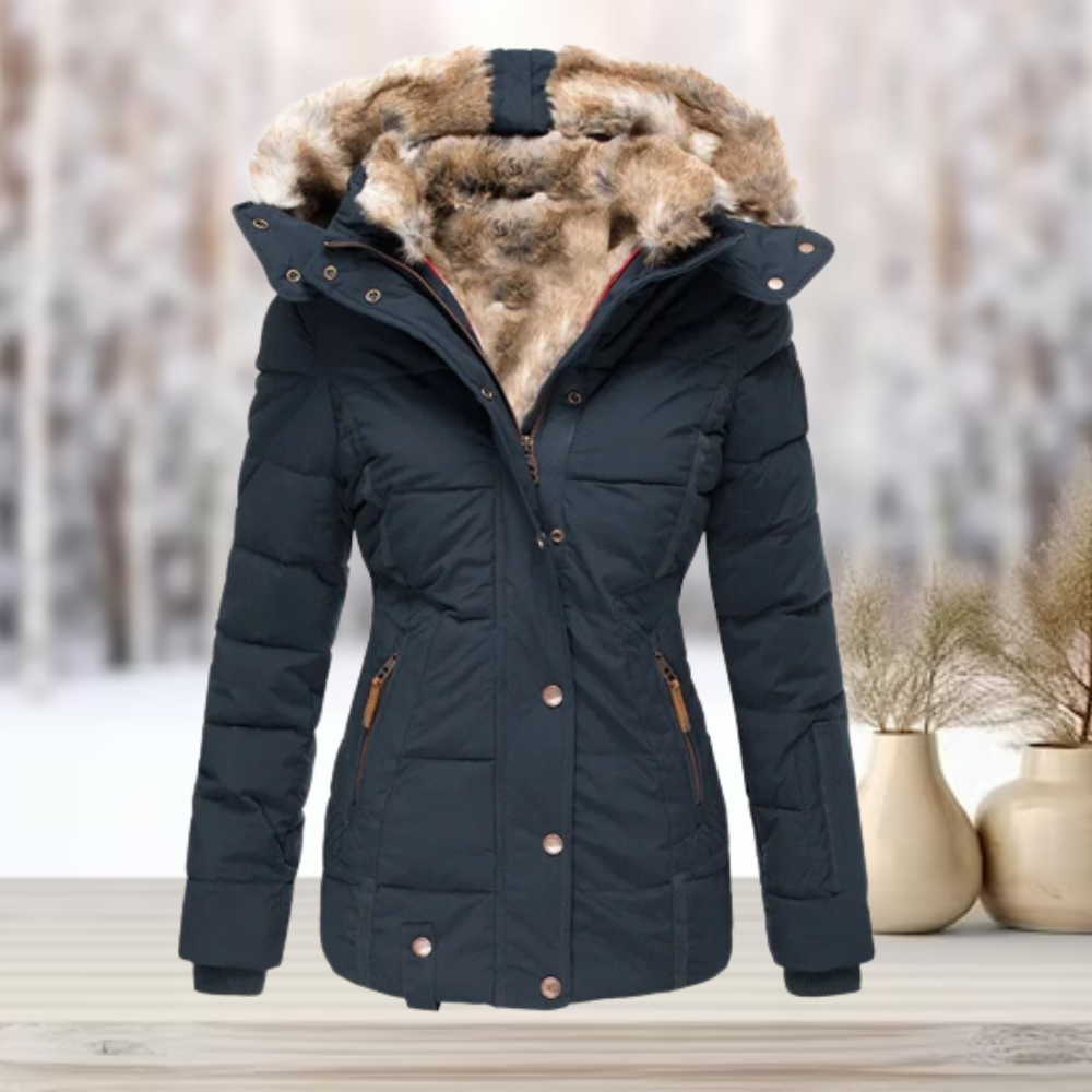 Mune | Elegant winter leather jacket with hood