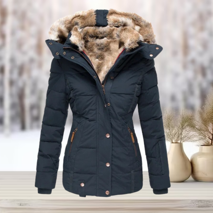 Mune | Elegant winter leather jacket with hood