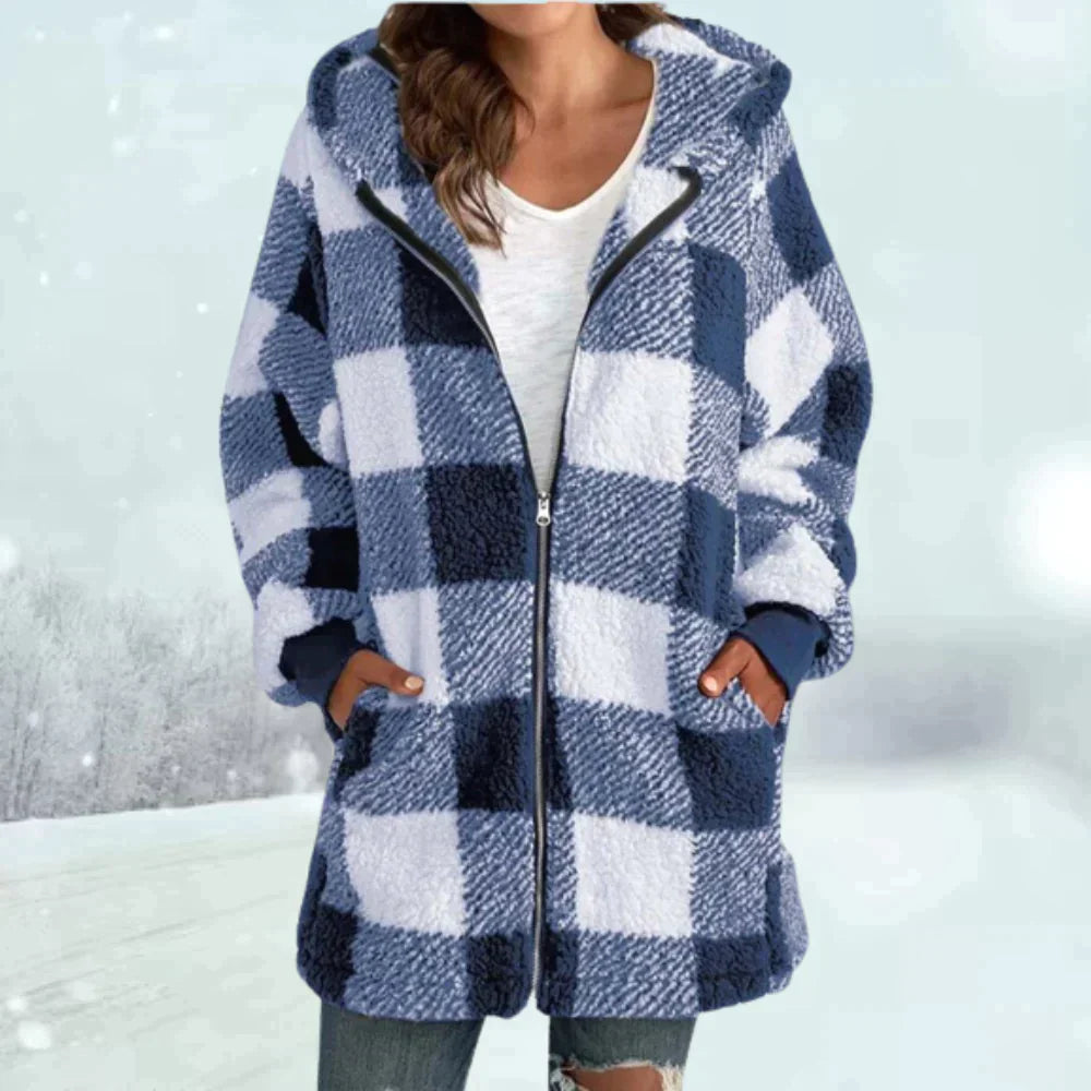 Mune | Winter coat with checkered pattern