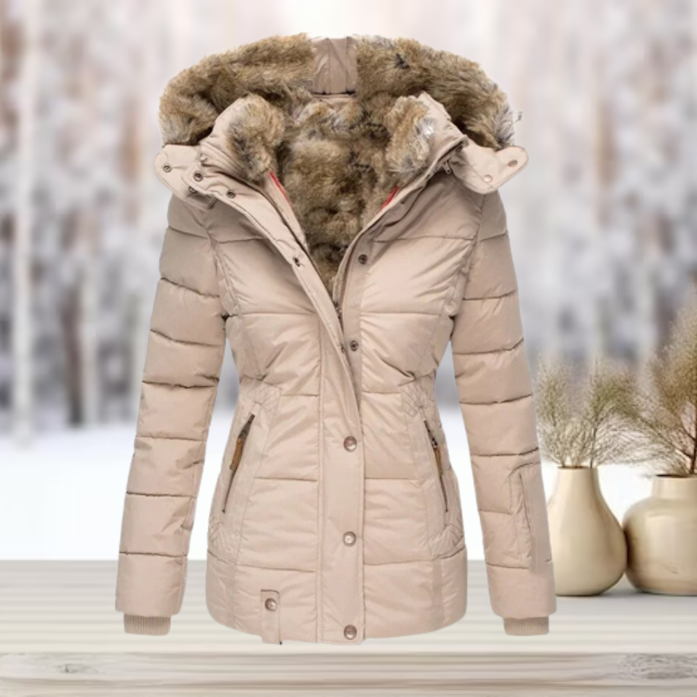 Mune | Elegant winter leather jacket with hood