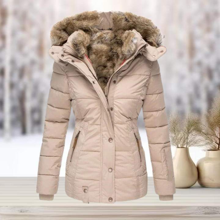 Mune | Elegant winter leather jacket with hood