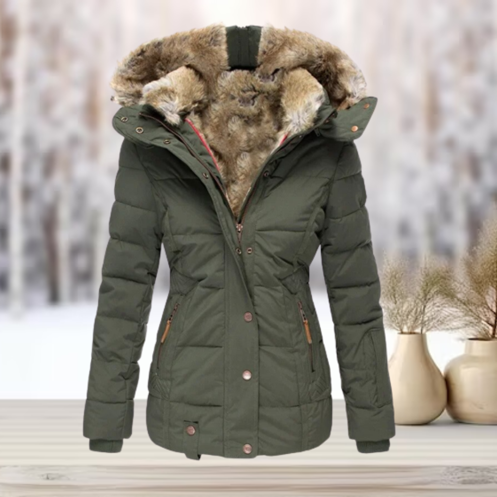 Mune | Elegant winter leather jacket with hood