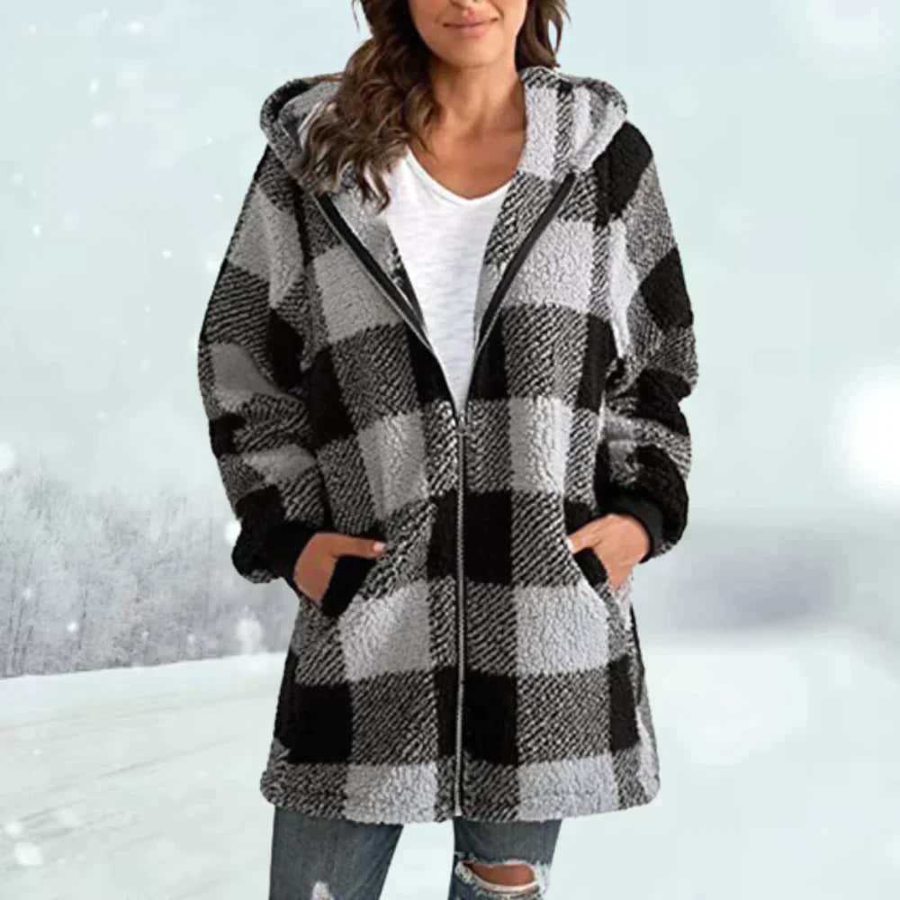 Mune | Winter coat with checkered pattern