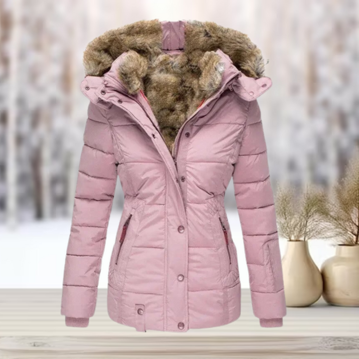 Mune | Elegant winter leather jacket with hood