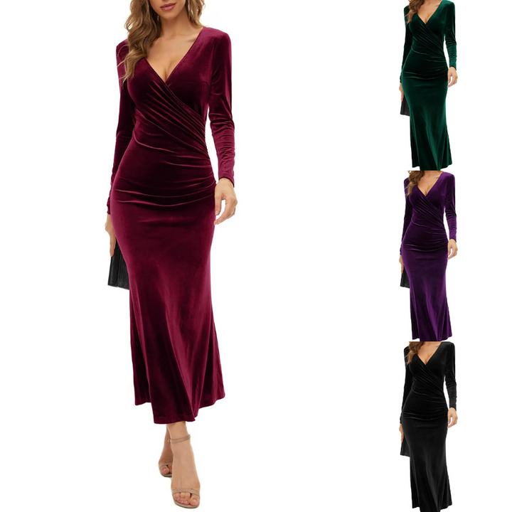 Mune | Long-Sleeved Bodycon Midi Dress Made Of Velvet