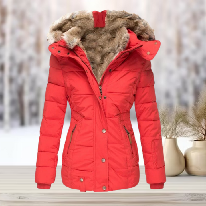 Mune | Elegant winter leather jacket with hood