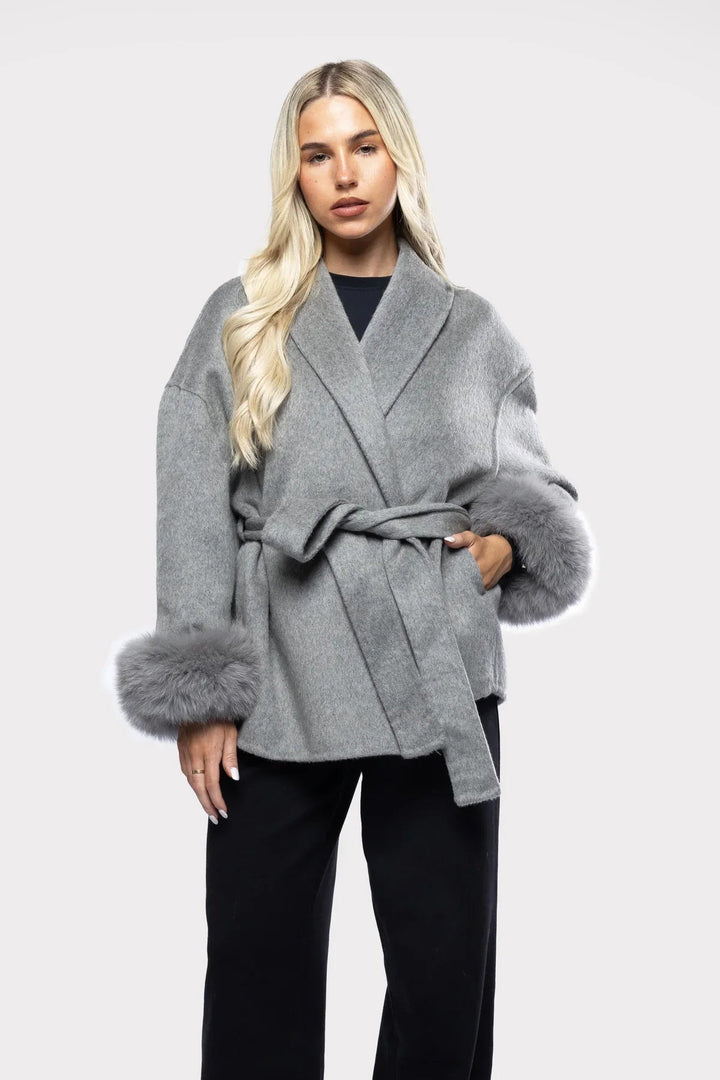 Mune | Women's Wrap Coat with Luxury Faux Fur and Timeless Design