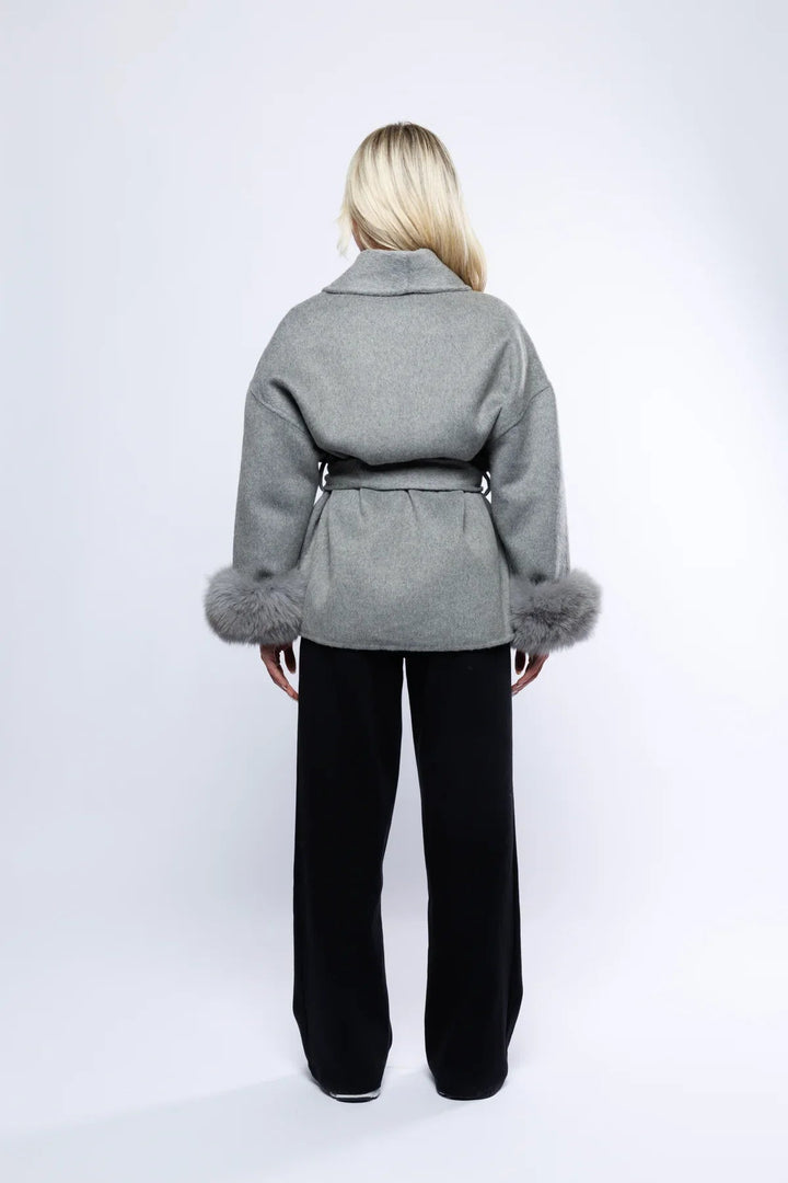 Mune | Women's Wrap Coat with Luxury Faux Fur and Timeless Design
