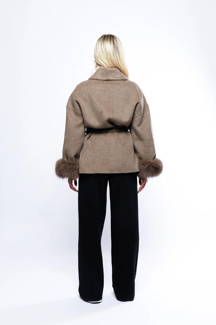 Mune | Women's Wrap Coat with Luxury Faux Fur and Timeless Design