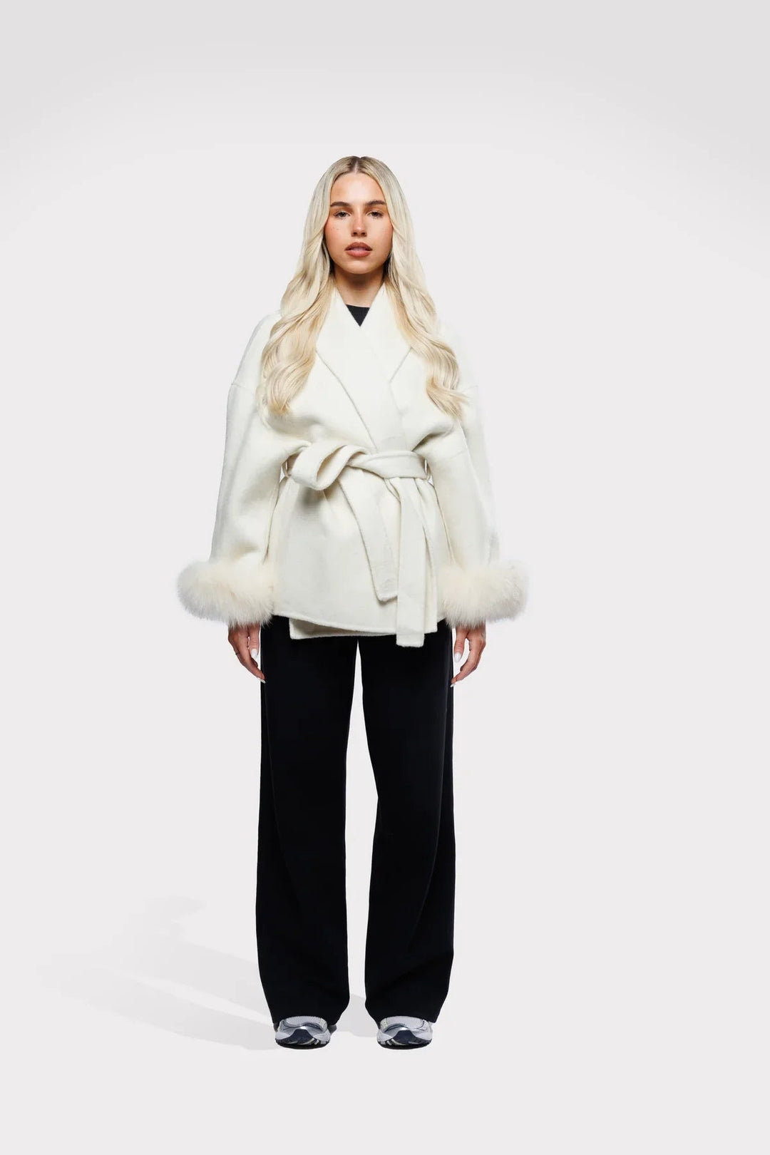 Mune | Women's Wrap Coat with Luxury Faux Fur and Timeless Design