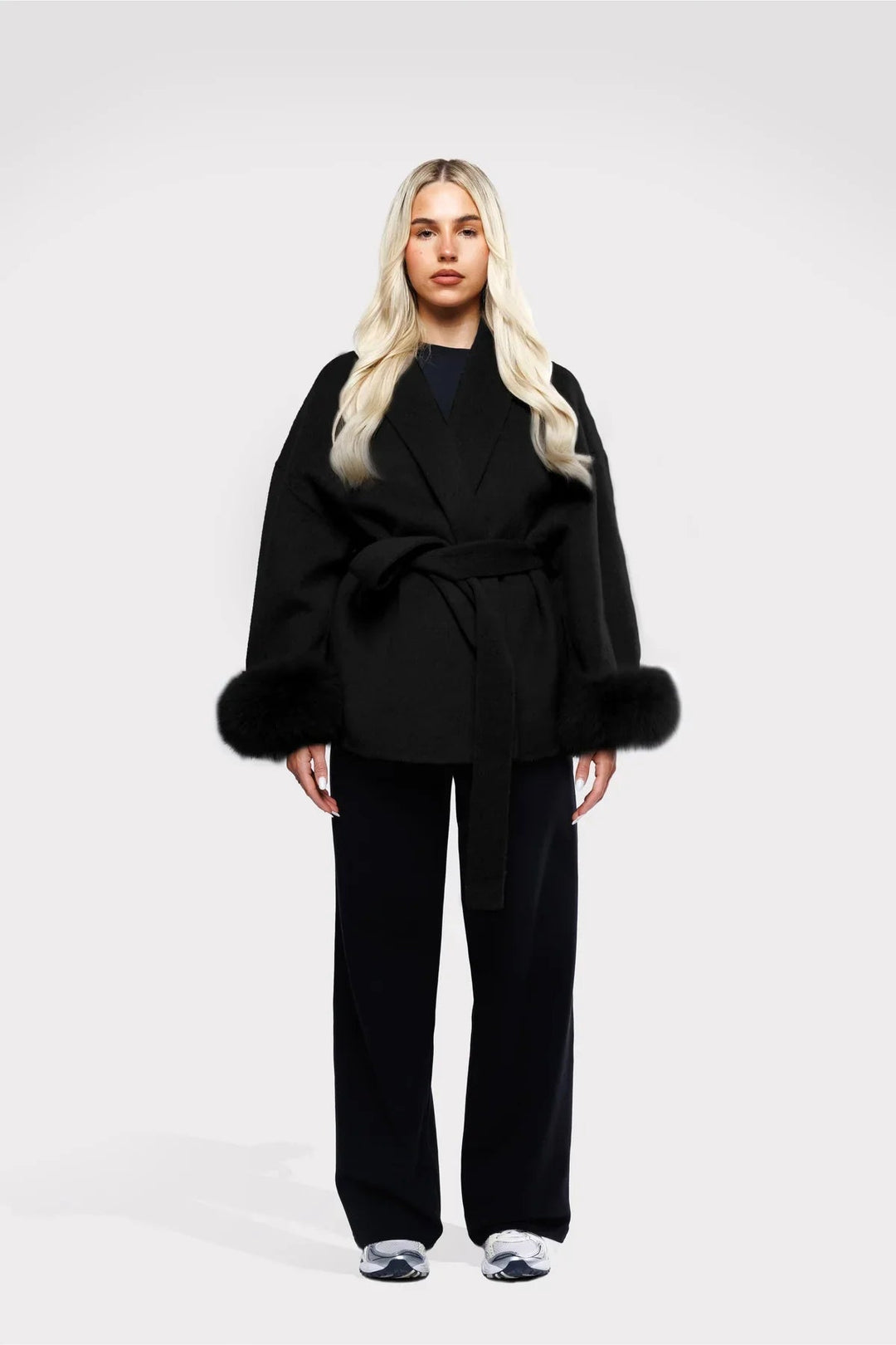 Mune | Women's Wrap Coat with Luxury Faux Fur and Timeless Design